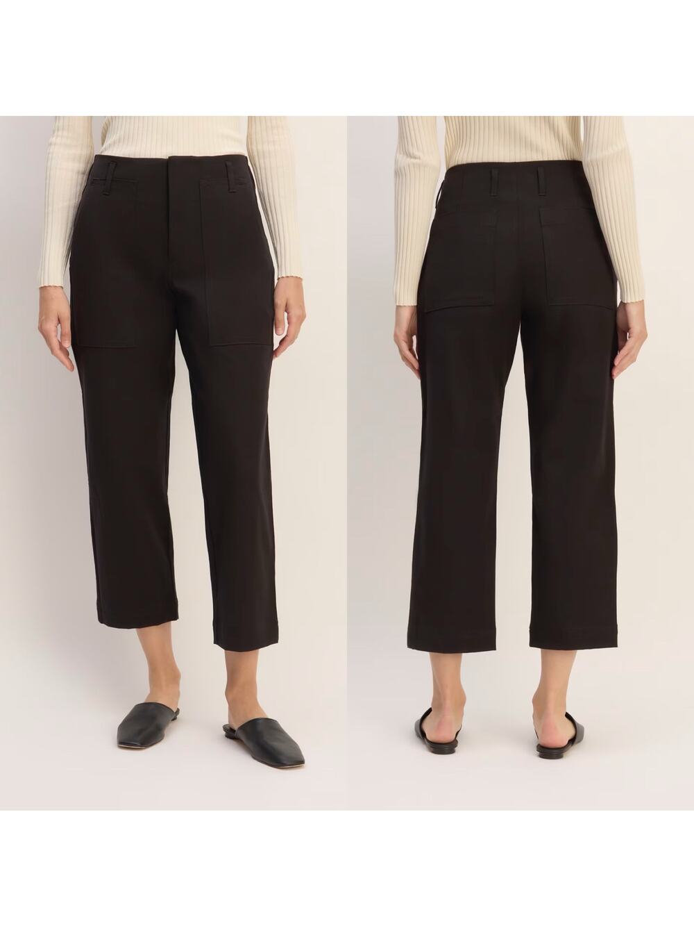 Everlane The Organic Utility Pant Mid Rise Straight Leg Navy Black Women 2 NWOT